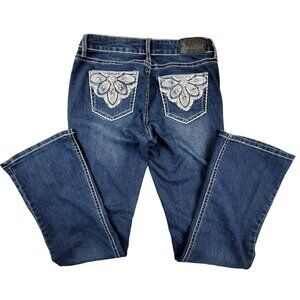 Womens Jeans Fancy Stitching Lace Pocket Stretch Western Juniors Size 9  JH1191